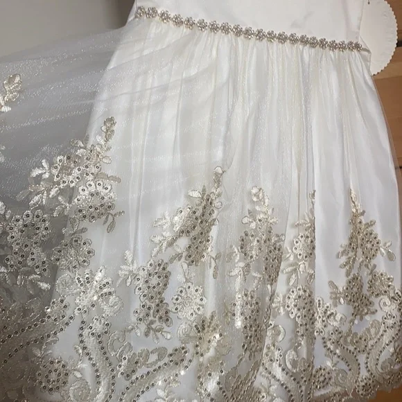 NWT gold lace sparkle flower girl communion dress - Picture 7 of 16